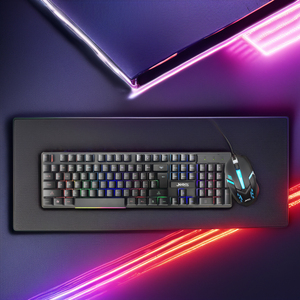 Jedel Combo de ratón y teclado ergonómico RGB para juegos 2 en 1 de tamaño completo con diseño ergonómico para oficina y jugadores - Product Image 1