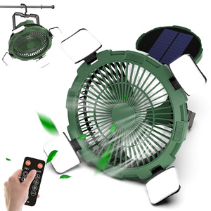 屋外用テントファン用ソーラーパネル充電スリープタイマー付き4000mAhリチウム電池ポータブルキャンプファン - Product Image 1