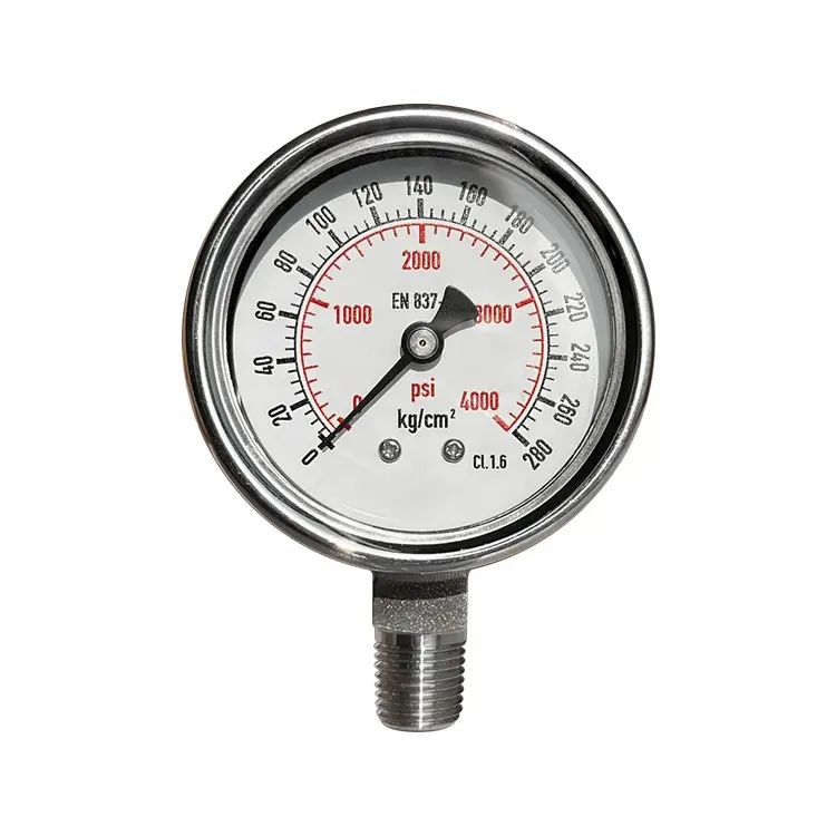 2,5 Zoll 304/316 4000psi 28kg Bourdon Rohr Membran en837-1 alle Edelstahl Manometer