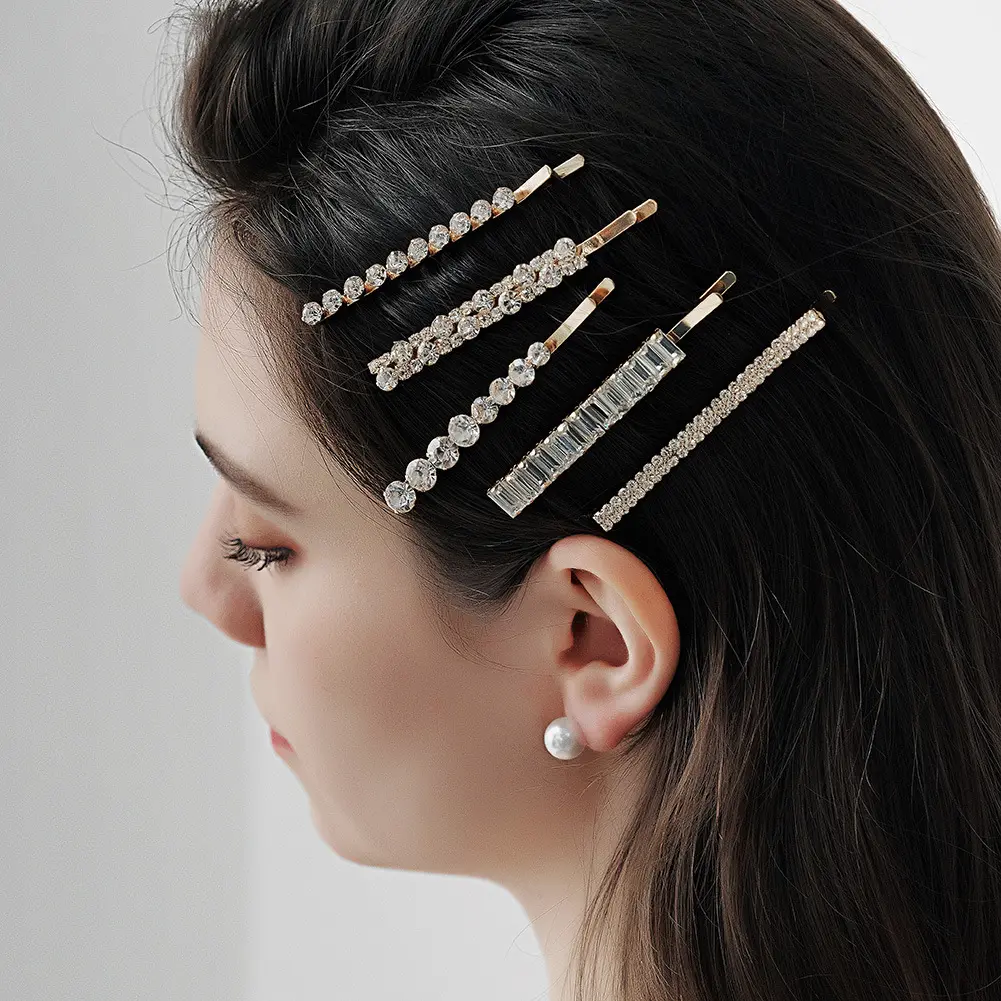 Korean Ins Words Hairpin Rhinestone Bridal Hair Clip Drill Hairpin Bobby Pins For Women