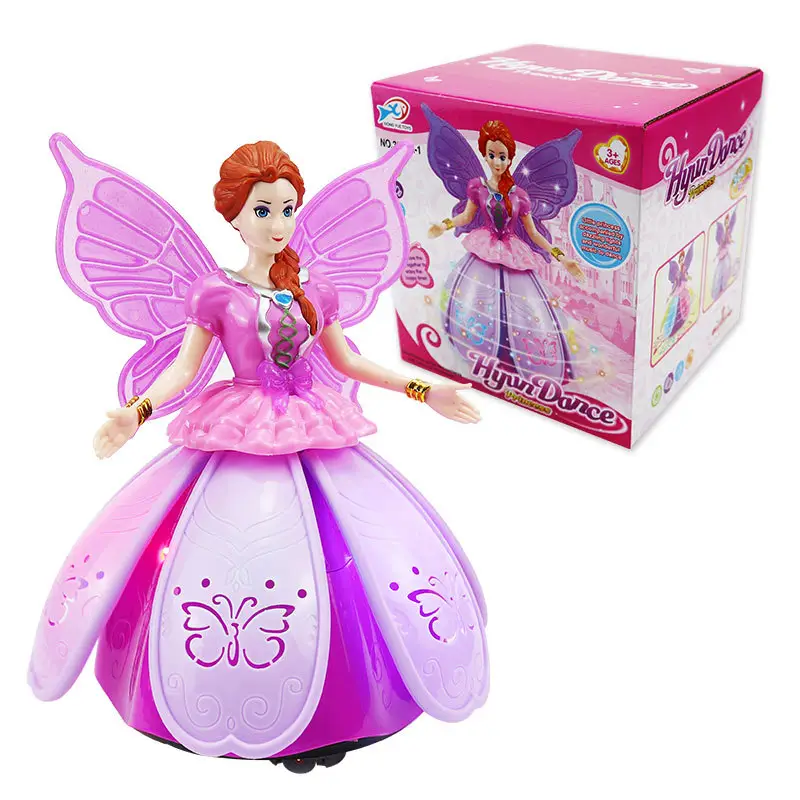 Electric Fantasy Dancing Dazzle Dance Princess Doll Lights musica rotante giocattoli per bambini