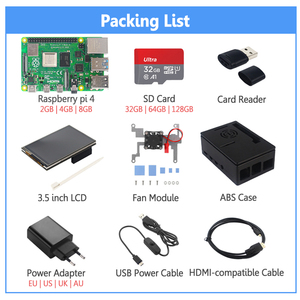 Raspberry Pi 4 modello B Kit completo 8GB 4 2 RAM + 3.5 "TouchScreen + Case + Fan + dissipatori + adattatore di alimentazione + scheda per RPI 4 Rpi4B - Product Image 2