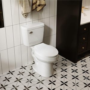 Uzun iki parçalı uzatılmış tuvalet, ADA ekstra uzun boylu tuvalet güçlü tek floş 1.28 GPF 12 inç kaba tuvalet uzatılmış - Product Image 3