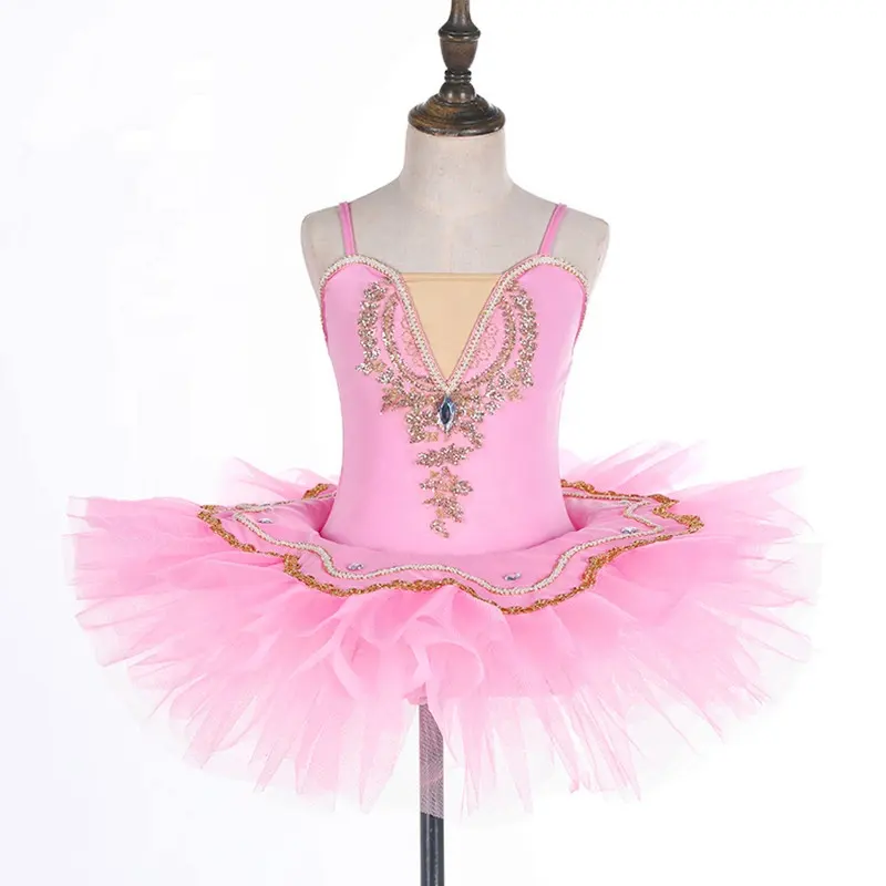 Vestido de Ballet rosa para niña, tutú de baile rosa, bonito, 4 colores