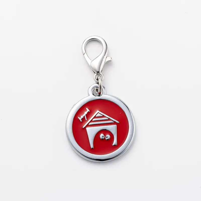 Pendentif rond mignon et créatif pour animaux de compagnie Pendentif en alliage de zinc Style de maison de chien Prévention de la perte d'animaux Carte d'identité Collier Accessoires