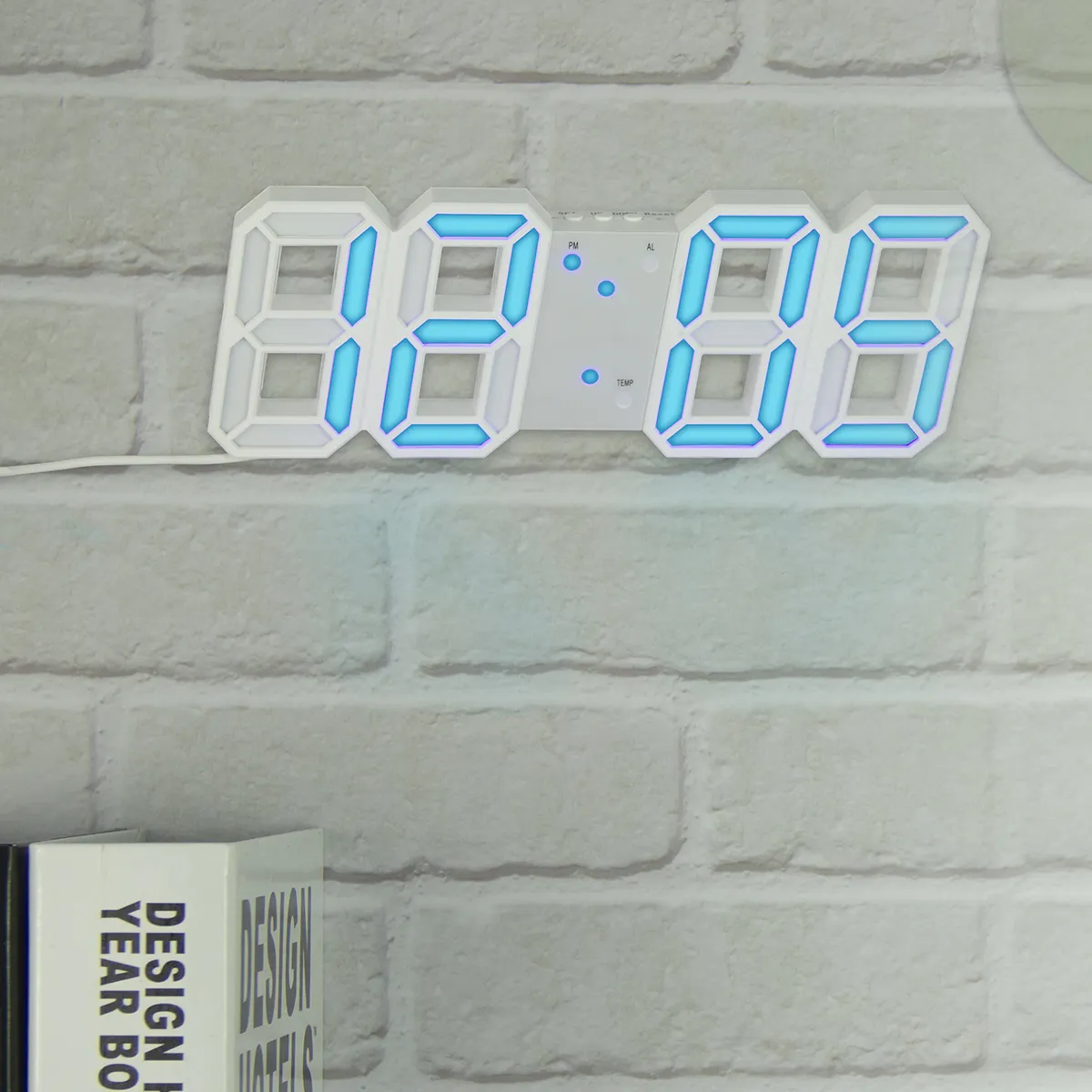 Jacquemaf — horloge murale 3D LED avec grand nombre, pour Table, calendrier, décoration de maison, bureau, Bar, Restaurant