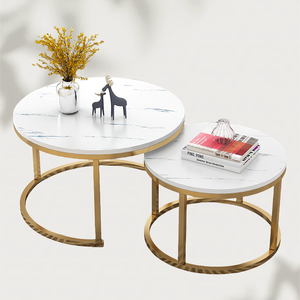 Modern Marble Coffee <strong>Table</strong> Golden Metal Frame Durable <strong>MDF</strong> Wood Leisure Center <strong>Set</strong> for Living Room Portable Combination Features - Product Image 3