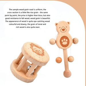 Bebek ahşap el çan çıngırak diş kaşıyıcı seti oyunu eğitici aktivite eğlenceli oyuncaklar bebekler için - Product Image 4