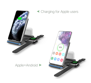 แท่นชาร์จไร้สายแบบพับได้,สำหรับ Apple แท่นชาร์จไร้สาย3 In 1สถานีชาร์จโทรศัพท์และแท่นชาร์จ - Product Image 3