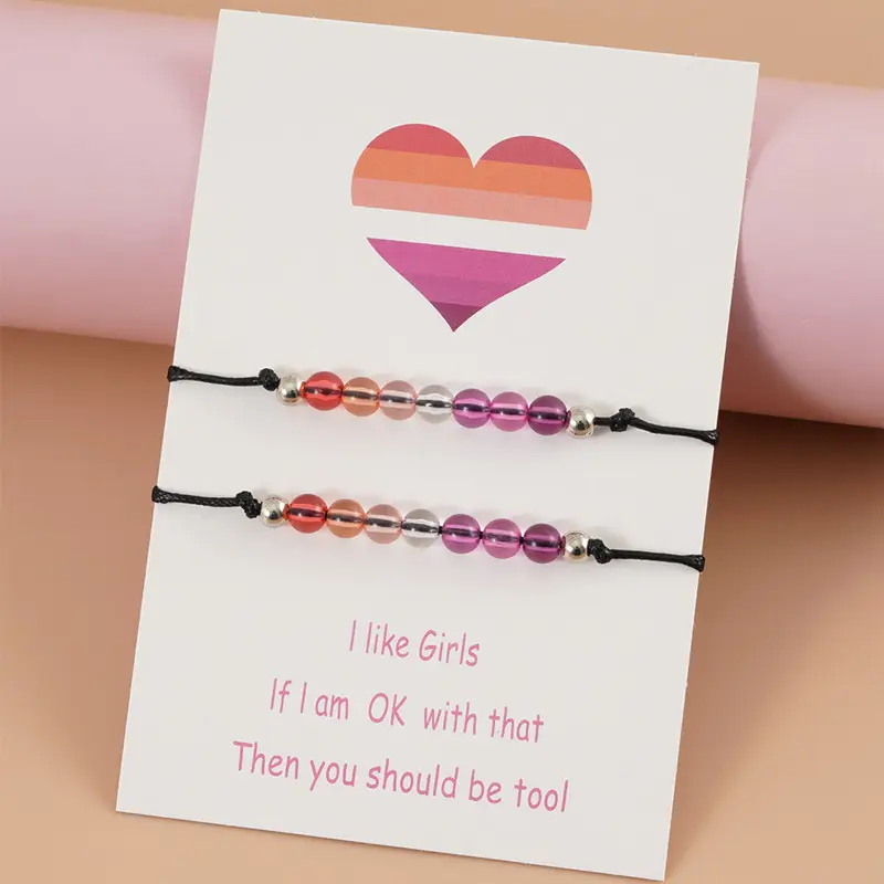 Плетеные браслеты из бисера ручной работы «Я люблю девушки», Женский индивидуальный дизайн, разноцветные акриловые браслеты из бисера для карт