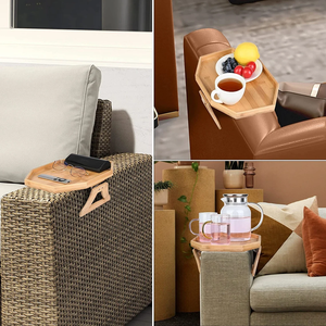 JUNJI Wooden Minimalist Armrest Sofa Tray Mother's <strong>Day</strong> Gift Table Clip on Sofa Tray Stable Sofa Arm Table for <strong>Eating</strong> and Drink - Product Image 6