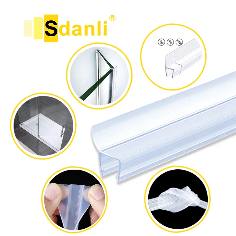 Bande d'étanchéité en caoutchouc pour rail inférieur en PVC pour porte en verre