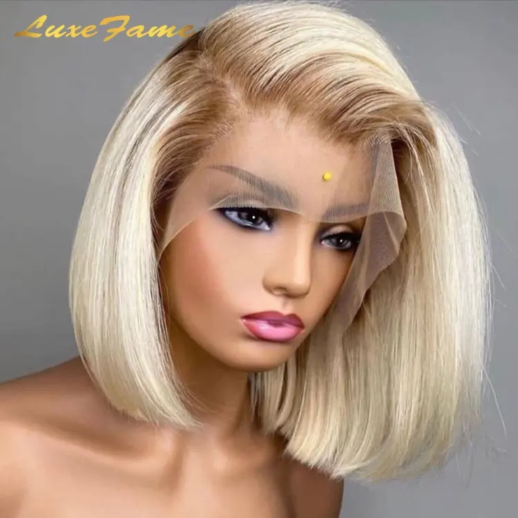 Cheap 613 Blonde Colored Bob Wig Raw Peruvian Virgin Hair Wig Transparent Bob Full Lace Wig Short Bob Wigs Human Hair Lace Front
