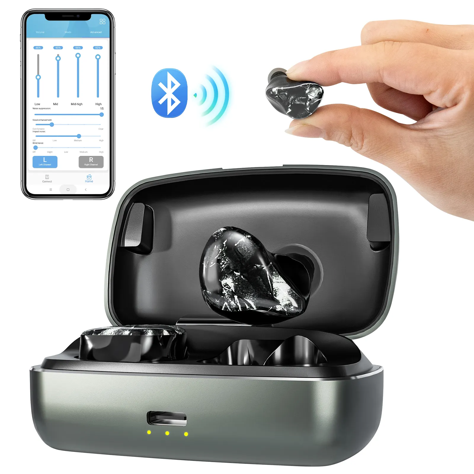 Audífono inalámbrico digital invisible mini recargable de alta calidad precio del audífono