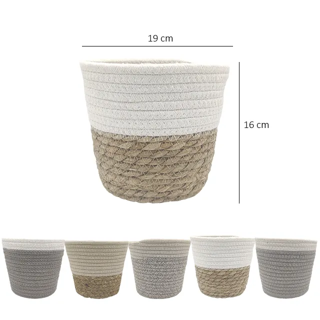 Gran oferta, Cestas tejidas ecológicas, maceta para interiores y exteriores, cuerda de papel de yute, cesta para plantas, maceta, Decoración de casa