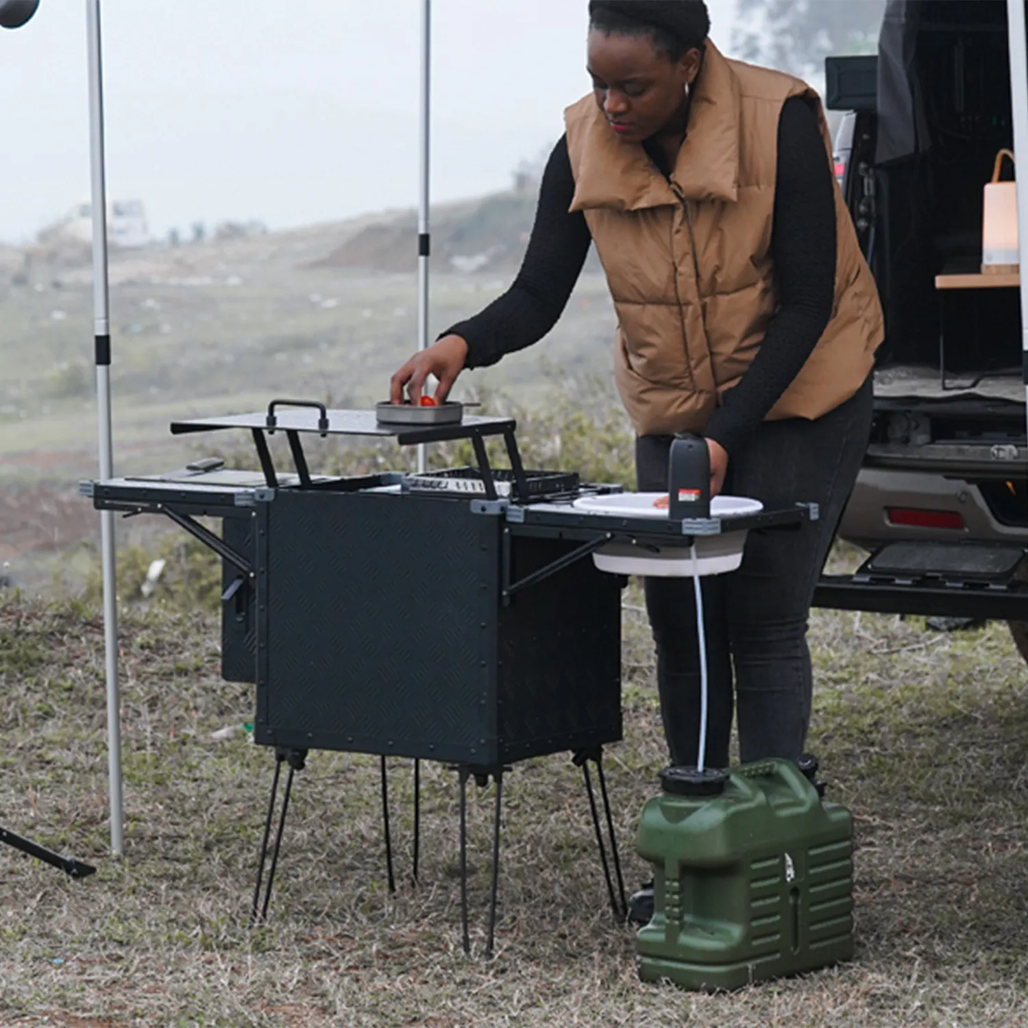 All-in-One Camping Kitchen Solution Wild Land Integrated Kitchen BoX - Gas Stove, BBQ, and More