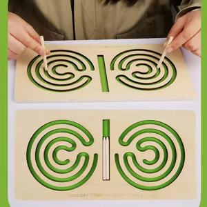 Venta caliente de madera izquierda y derecha entrenamiento del cerebro mano movimiento entrenamiento laberinto tablero de trazado Juguetes Educativos de aprendizaje para niños - Product Image 4