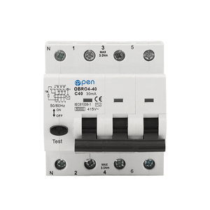 400V6kAカーブC D 3P N 4P 6Amp 63Amp RCBO残留電流遮断器、短絡保護付き - Product Image 5