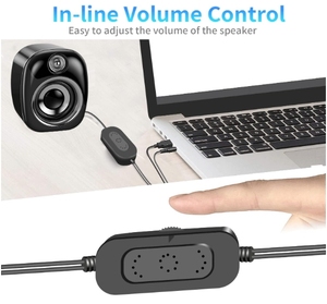 Mini 3D <strong>USB</strong> <strong>Computer</strong> Speakers Wired Easy <strong>Control</strong> Loudspeaker Surround Soundbar Small Subwoofer for Laptop Notebook PC - Product Image 2