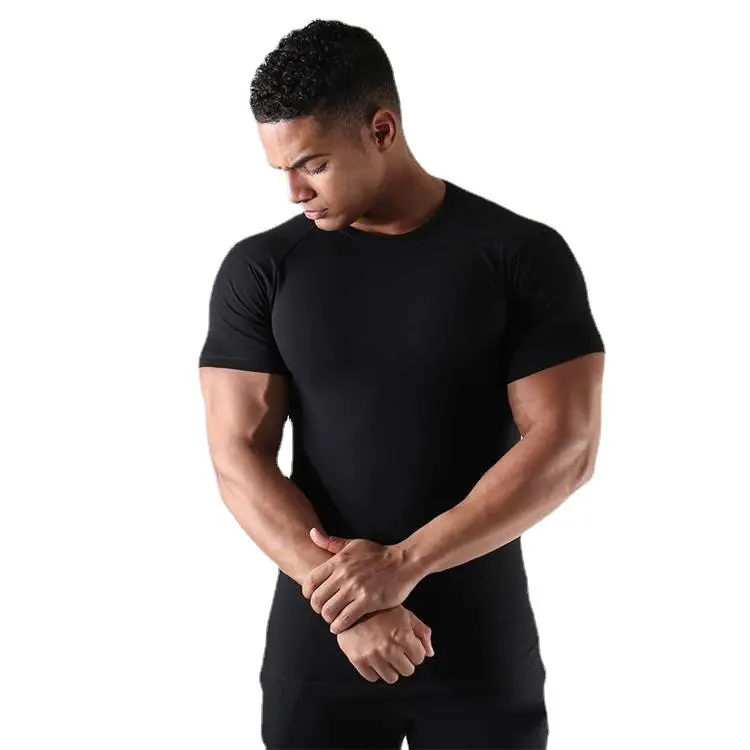 Camiseta dos homens Slim Fit Super Macio Respirável Esporte Fitness Ginásio Desgaste T Shirt de Bambu Muscle Fit T Shirt para Homens