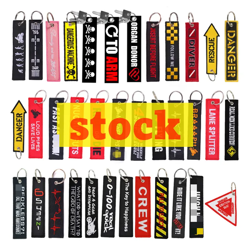 Aanpasbare Gepersonaliseerde Cadeau Motorraceauto Geweven Tags Sleutelhanger Luchtvaartmaatschappij Vlucht Geborduurde Sleutelhanger Jet Tags In Voorraad