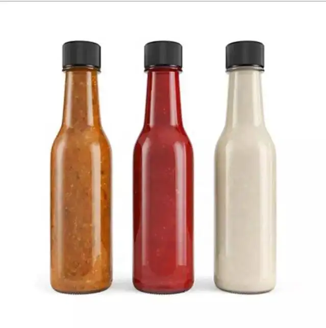 Bouteille de Sauce en verre vide ronde de 150ml 3oz, bouteille de Sauce chaude pour assaisonnement de cuisine, vente en gros