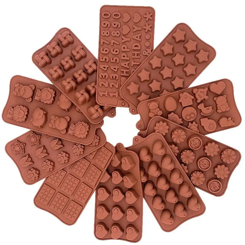 Silikon çeşitli stilleri çikolata kalıpları sevgililer günü noel günü silikon çikolata kalıpları
