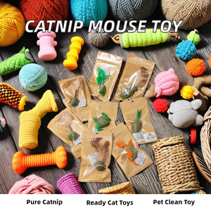 Wholesale 100% Natural <strong>Catnip</strong> Mouse Toy Cute Plush Cat Teething Ball Durable Feather-Studded Round Stick for Fish Packed in Bags - Product Image 3