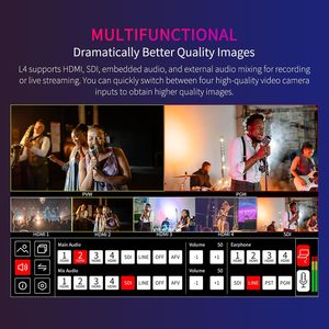 Feelw Orld L4 10.1 Inch Touch Screen Video Switcher Real-time Preview 5 <strong>Input</strong> <strong>Sources</strong> PST PGM Operation Live Streaming Equipment - Product Image 5