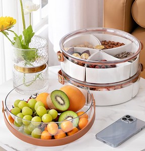 Organizador de alimentos apilable Contenedores de alimentos de plástico para organizar Contenedor de bocadillos reutilizable con dispensador de 5 compartimentos y tapa