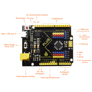 Keyestudio PLUS scheda di controllo con cavo USB tipo C per Arduino U NO R3 scheda di sviluppo