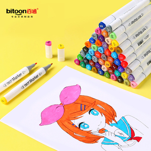 ชุดมาร์กเกอร์ศิลปะสองหัวพร้อมกล่องเก็บของวัสดุพลาสติกปลายแหลมละเอียดสีศิลปะถาวรราคาโรงงาน - Product Image 3