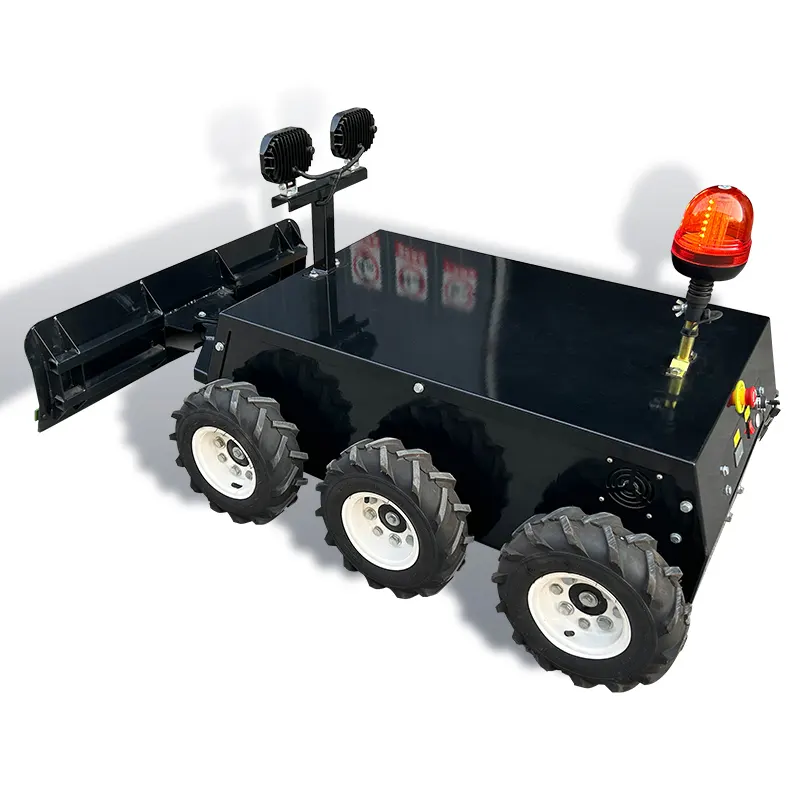 Multifungsi 6WD pengendali jarak jauh perayap kecil sekop salju pertanian pisau rumput salju otomatis Robot bajak salju