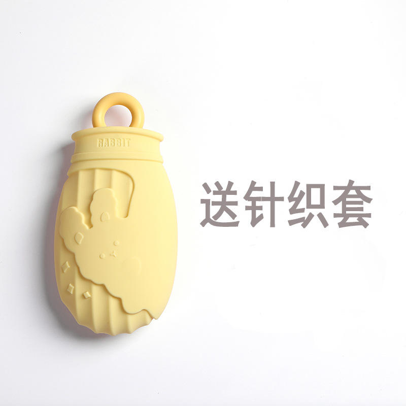 Light yellow silicone hot water bag rabbit-320ml