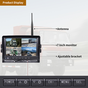 Cámara de marcha atrás de coche inalámbrica 720P HD de 7 pulgadas con Monitor visión nocturna impermeable Función de pantalla dividida de 360 grados