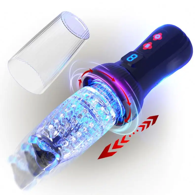 DH Masturbador Masculino Automático Bomba de Pênis Buceta de Bolso Brinquedo Sexual Adulto Masturbador Masculino com Exibição de Empurrão Vibratório Masturbação