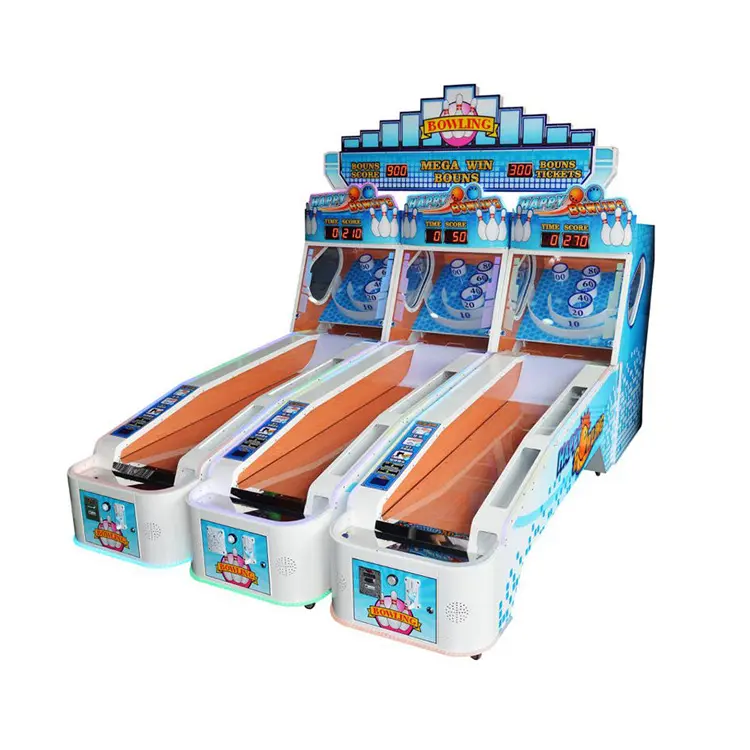 Moneda operado feliz bolos electrónicos juegos de video de arcade bola de bolos máquina de juego