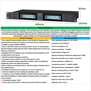 Chuyên nghiệp dài phạm vi nhạy cảm cao UHF Bốn cách đài phát thanh tiếng ồn hủy bỏ kim loại micro không dây - Product Image 3