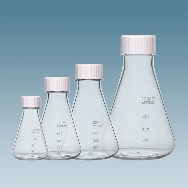 Frascos de erlenmeyer de policarbonato, garrafas de 125ml 250ml 500ml 1000ml