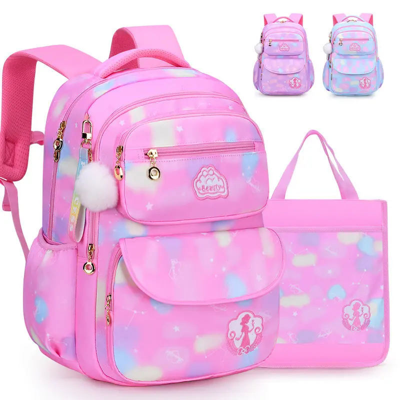 Best-seller impermeável poliéster escola sacos leves linda rosa mochila mochila atacado para menina crianças