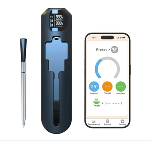 Sensor de temperatura dual para barbacoa, termómetro inalámbrico para carne, Sensor de temperatura para barbacoa con pantalla LCD y repetidor Bluetooth, 1 unidad