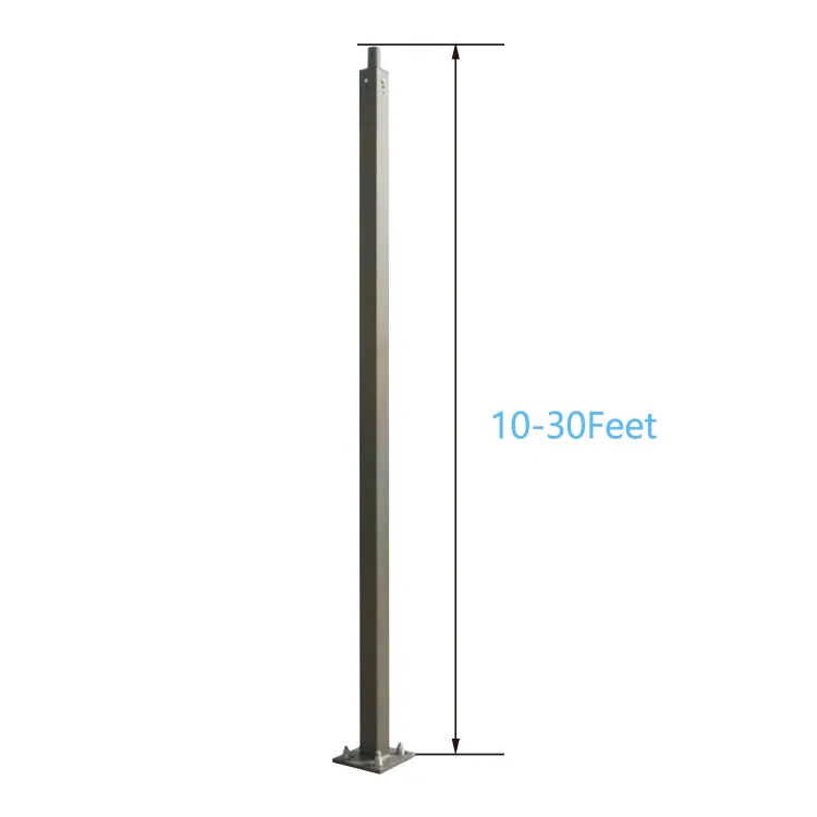 Fast delivery square street light pole 25ft 4" 11gauge steel light pole with Accessories