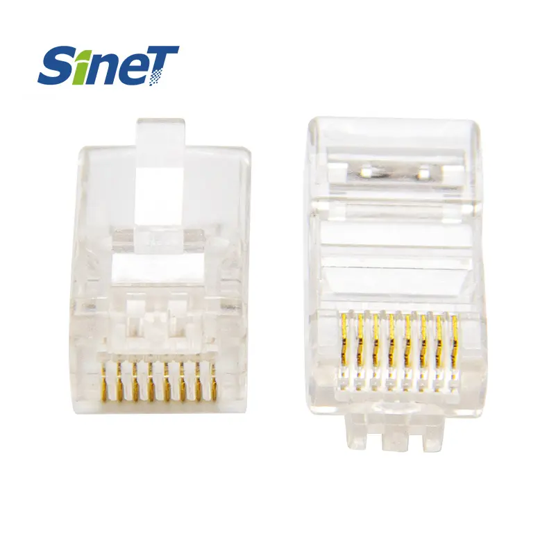 Conector e boot 8p8c cat5e cat6, com grande buraco de fiação