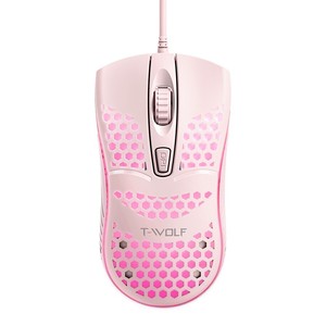T-<strong>WOLF</strong> V15 Luminous Mouse Gaming RGB Wired USB Hollow <strong>Hole</strong> Mouse Pink Home Use - Product Image 2