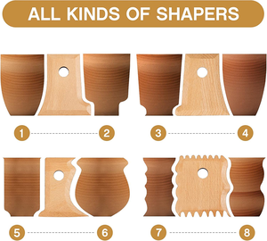 Meihui sanat katı kayın ahşap 7 ayak şekillendirici çömlek kil doku kaburga oyma kil kalıpları için kırpma araçları - Product Image 2