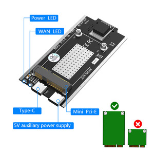 MINI PCI-E เป็น USB 2.0 (Type C) อะแดปเตอร์พร้อมช่องเสียบซิมการ์ดและอินเทอร์เฟซจ่ายไฟเสริมสำหรับโมดูล WWAN/LTE - Product Image 2