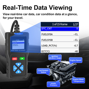 Lector de código OBD2 multilingüe y herramientas de escaneo I/M DTC Lookup O2 Sensor Detección de voltaje de batería Leer y borrar códigos de error