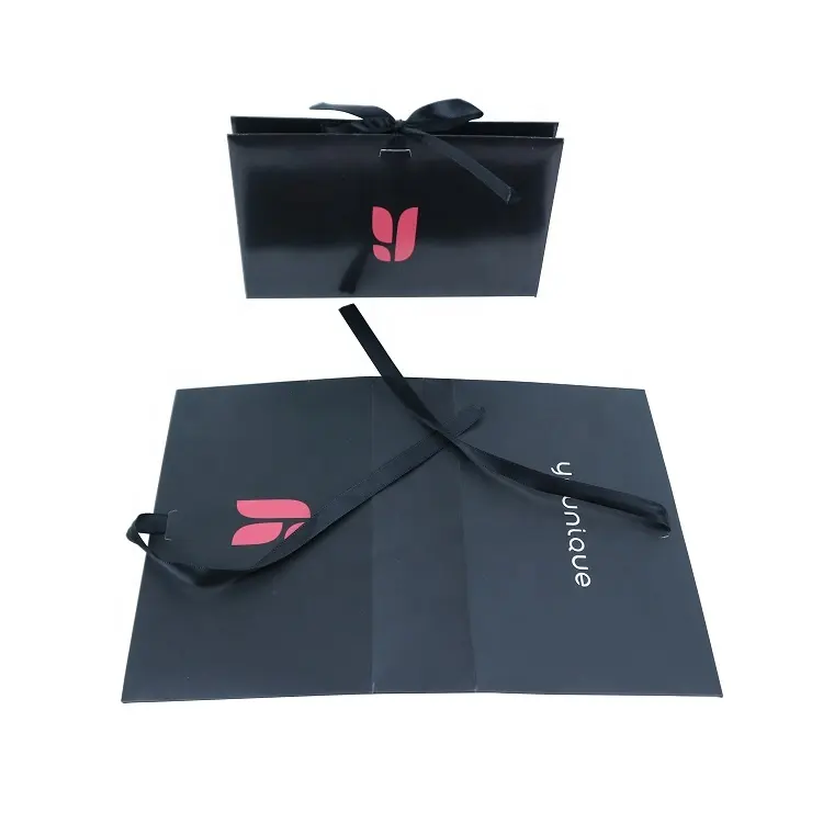 黒の段ボール高級化粧品ジュエリーギフトショッピングバッグロゴ印刷のエレガントなパーティーの好意の紙袋