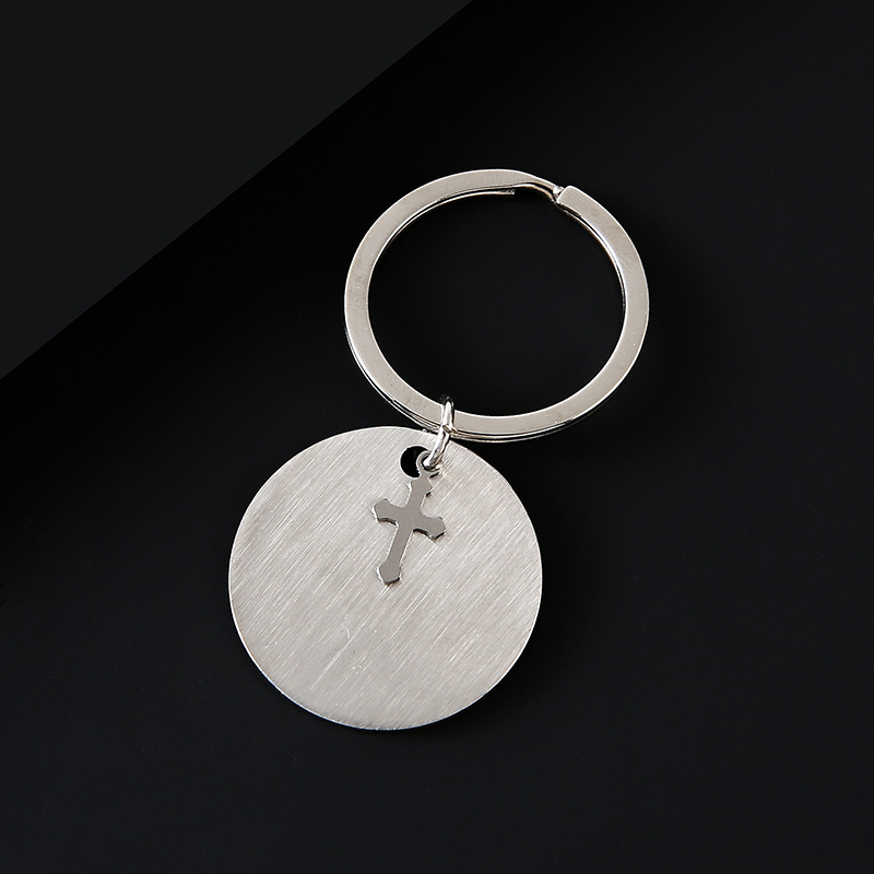 Clé ronde argent brossé + Croix argentée
