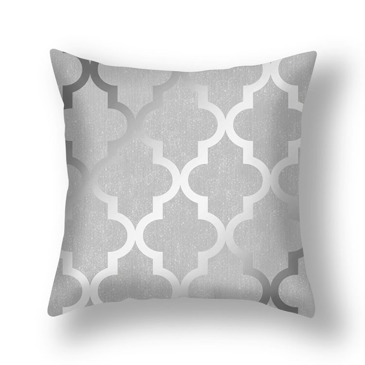 New Style Silver Grey Geometric Chevron Peach Skin Pillow Cover Car Office Sofa Bed Cushion Cover Wholesale